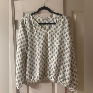 LOFT Floral Pattern Top in Blue and Yellow